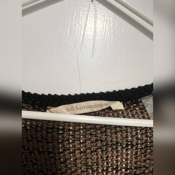 Soft Surroundings 24253 Mei Ling Brown & Black Sweater Cape Poncho One Size - Picture 4 of 5